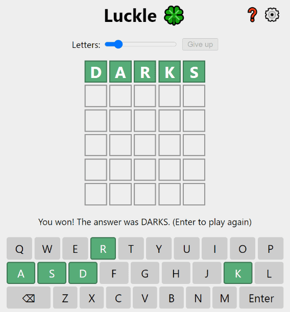 play Luckle game on website