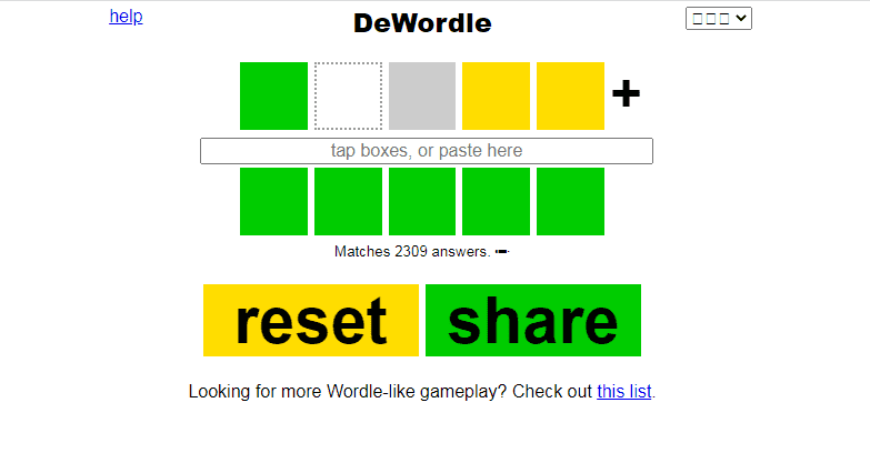 play DeWordle game on website