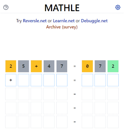 play Mathle game on website